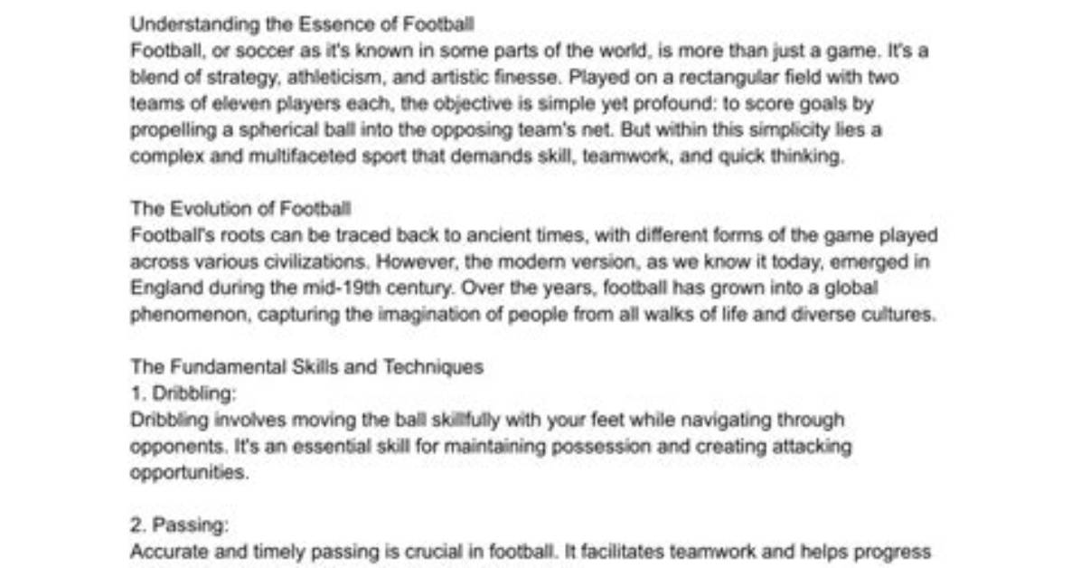A Masterful Guide to Football Excellence