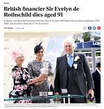 British Financier, Evelyn De Rothschild, Dies at 91