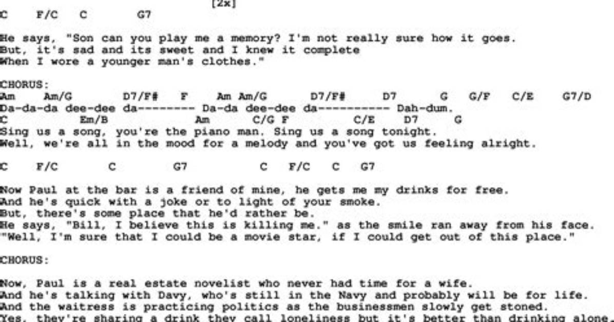 Catchy Lyrics for Your Piano Man Performance