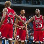 Legendary Trio: Scottie Pippen, Dennis Rodman, and Michael Jordan