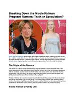 Nicole Kidman: the Truth Behind Pregnancy Rumors