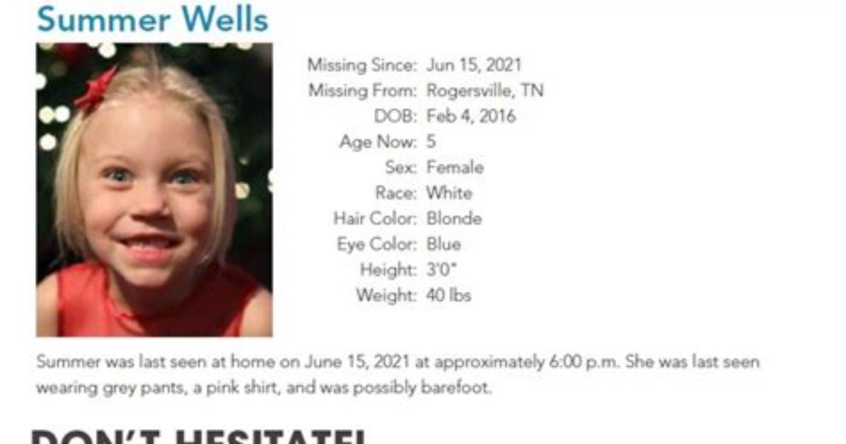 Summer Wells Missing Case Update: Is She Still Alive or Dead? Age and Family