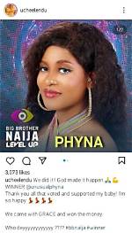 Uche Elendu Reacts to Phyna Winning Bbnaija Level up Season