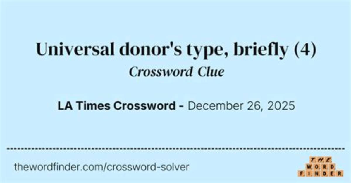 Unraveling the Secrets: Universal Donor Type Crossword