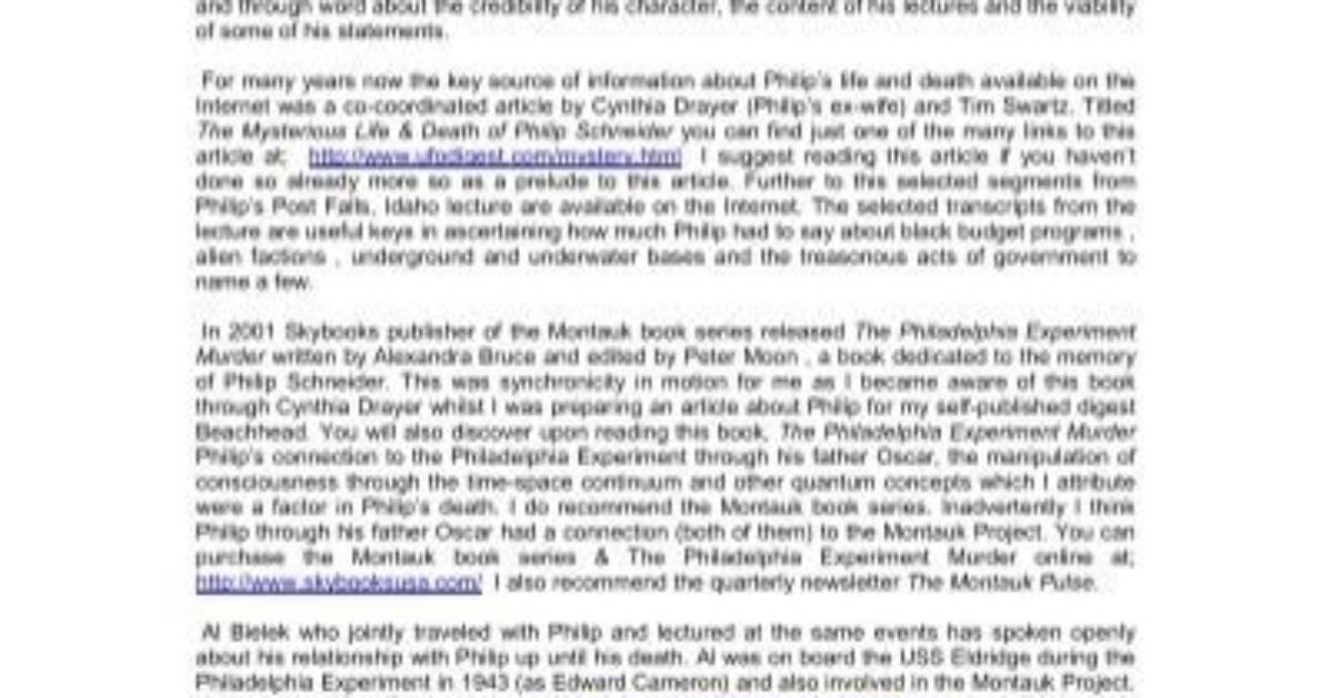 Unveiling the Secrets of Philip Schneider: the Whistleblower and His Shocking Revelations